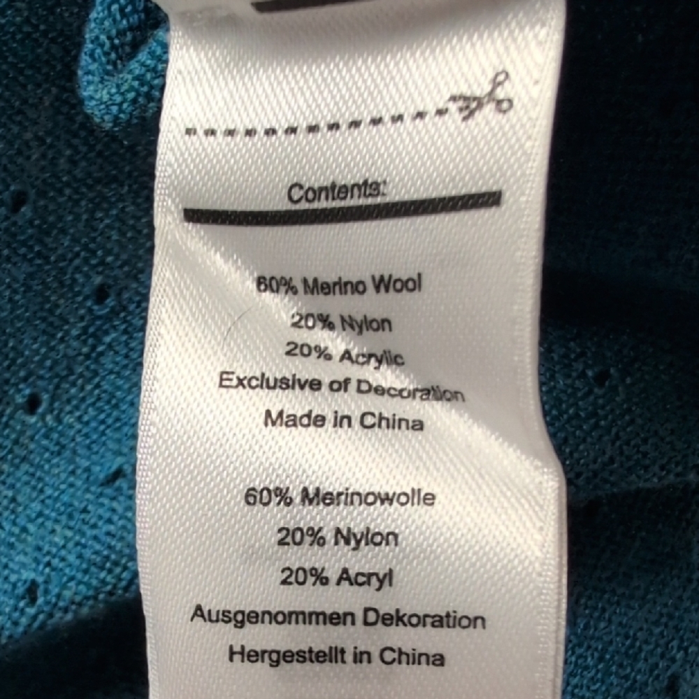 Smartwool V-Neck Long Sleeve Sweater in Teal - Picture 6 of 7